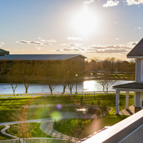 Sunlight bathes the serene lake and lush greenery, inviting community and warmth in every corner.