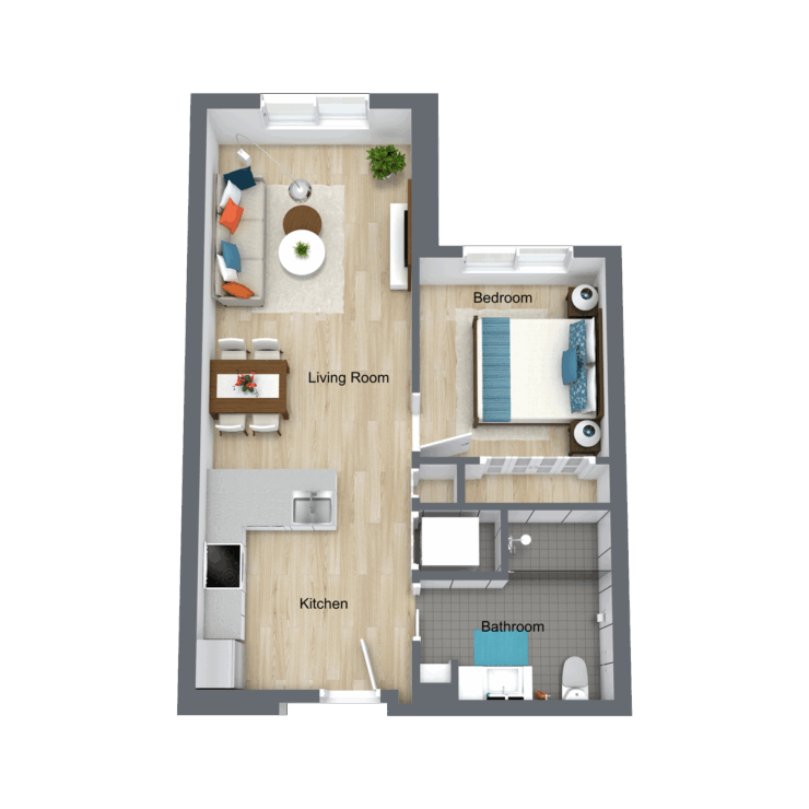 A thoughtfully designed layout showcasing a welcoming living space, perfect for community and comfort.
