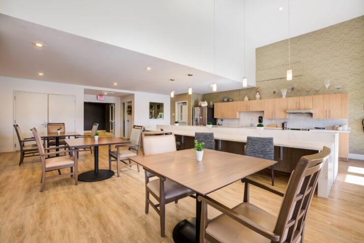 Bright and inviting dining area, perfect for community gatherings and shared meals.