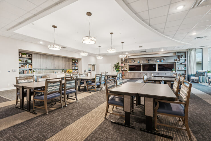 A bright, inviting dining area fosters community and connection, perfect for shared meals and activities.
