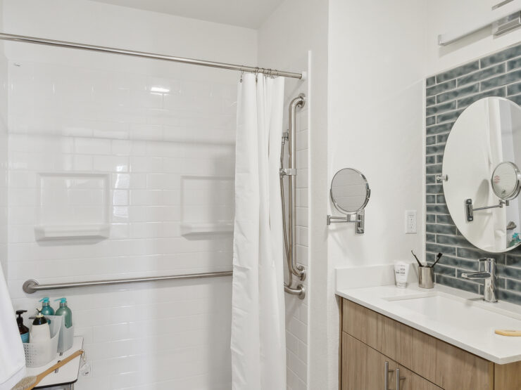 Bright and inviting bathroom, designed for comfort and ease, fostering a sense of community and care.