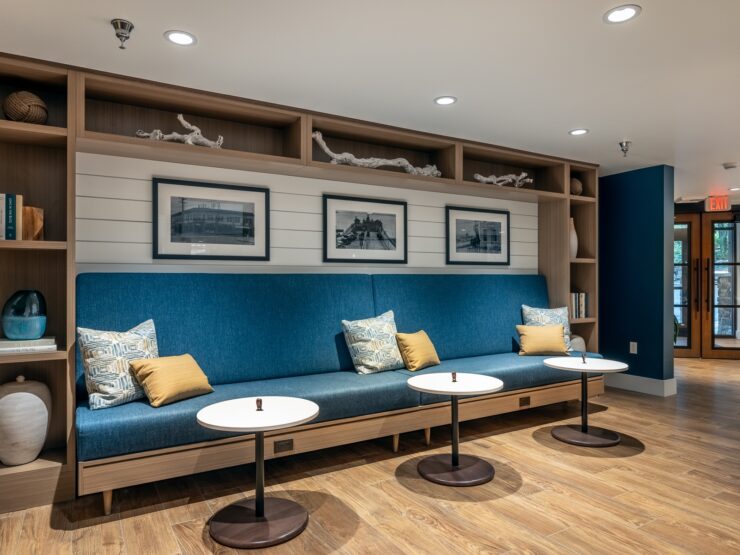 A welcoming lounge features comfortable seating, inviting decor, and a warm atmosphere for community gatherings.