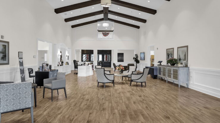 Bright and welcoming, this spacious common area invites community engagement and comfort.