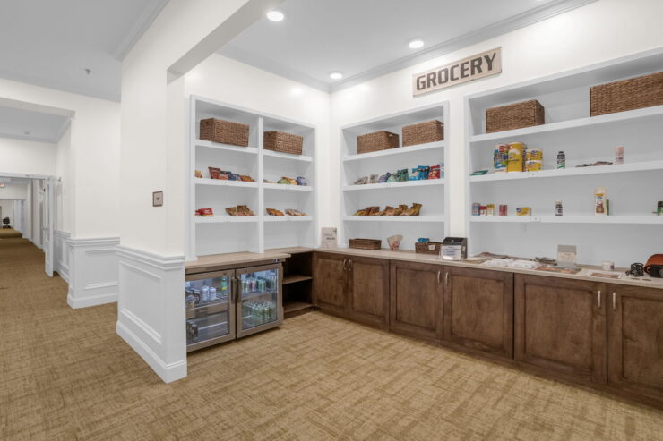 A welcoming grocery area filled with snacks and drinks, fostering community and comfort.