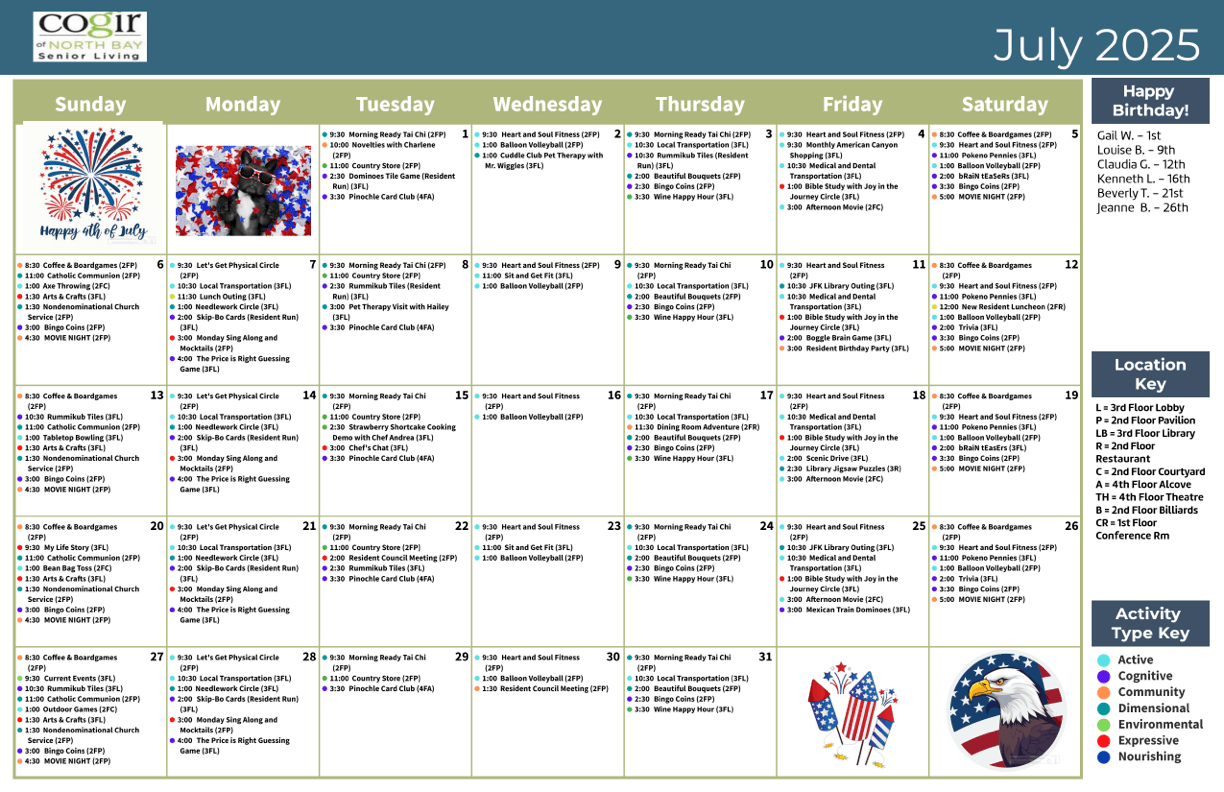 A vibrant community calendar showcasing engaging activities, fostering connection and joy among residents.