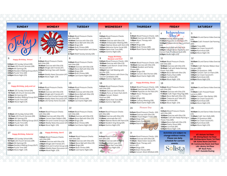 A vibrant calendar filled with engaging activities fosters community and connection.