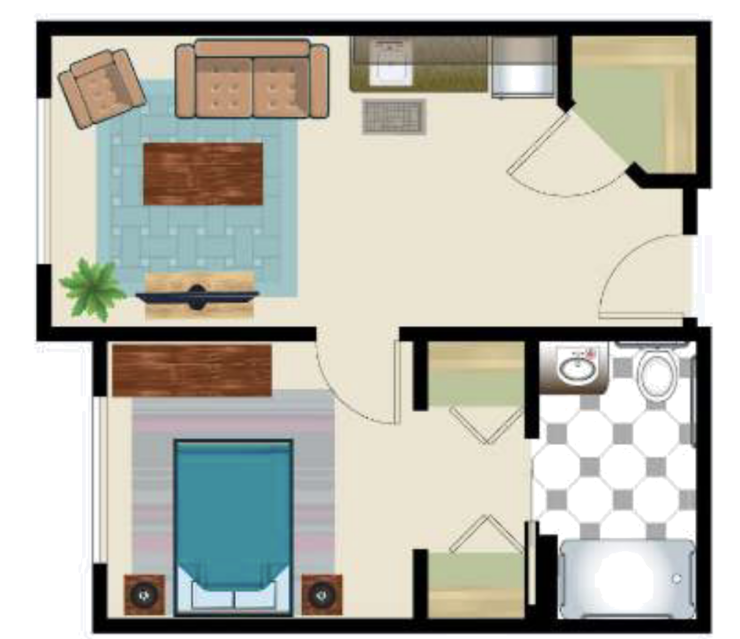 A welcoming layout featuring comfortable seating, vibrant decor, and a peaceful atmosphere for community living.