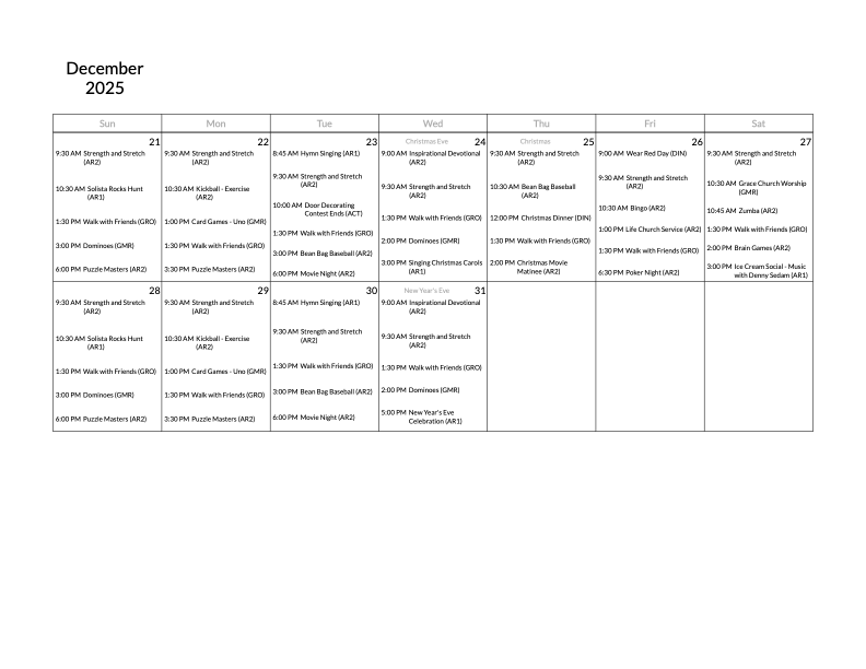 A vibrant community calendar showcasing engaging activities, fostering connection and joy among residents.