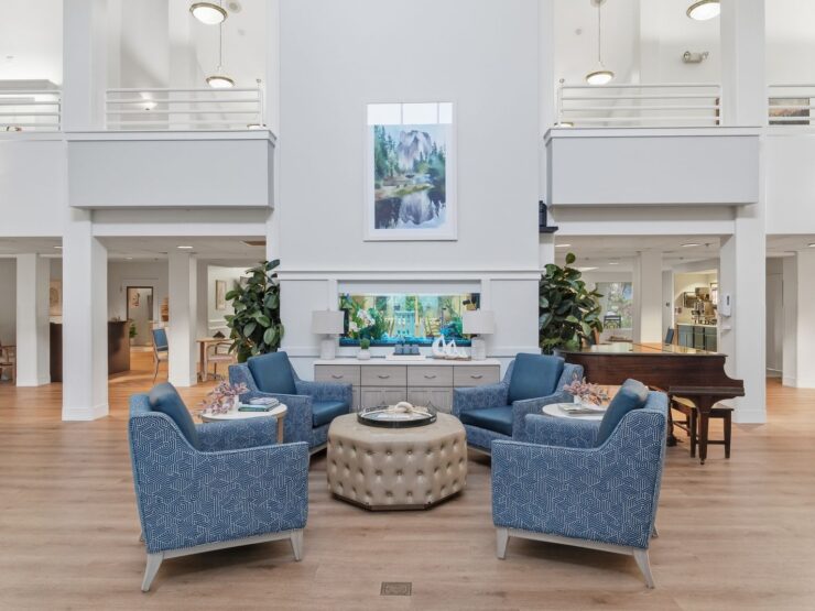 Bright and inviting common area fosters community with comfortable seating and a warm atmosphere.