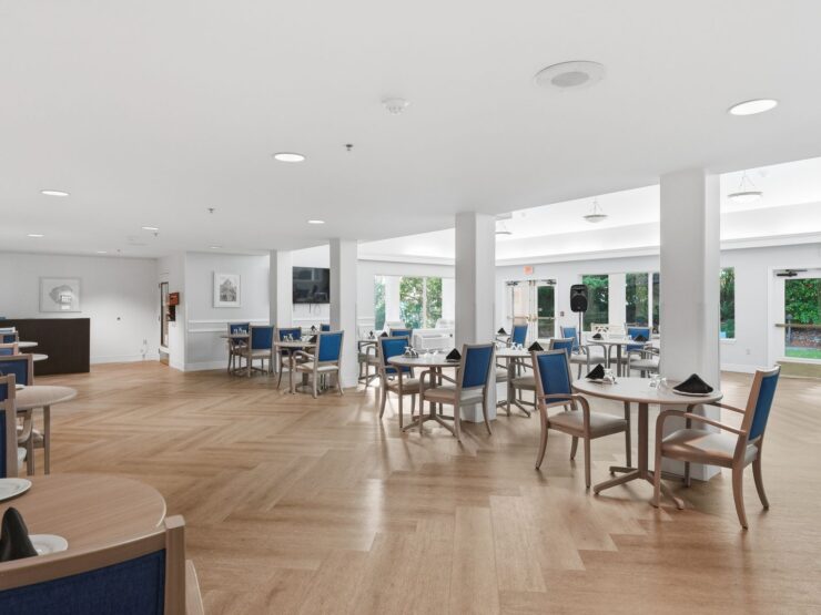 Bright and inviting dining area, fostering a sense of community and comfort for residents.