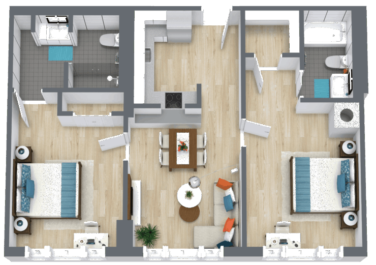 Spacious, welcoming layout featuring comfortable living areas and serene bedrooms for a vibrant community life.