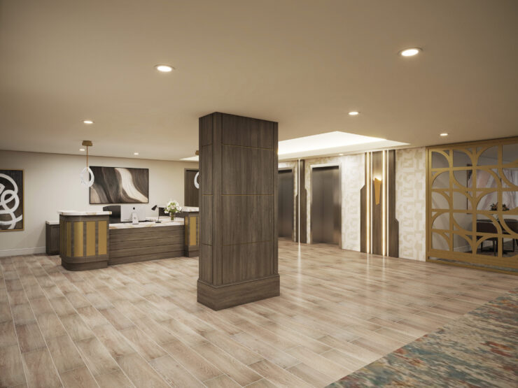 A welcoming reception area featuring warm tones, elegant decor, and a friendly atmosphere for all.