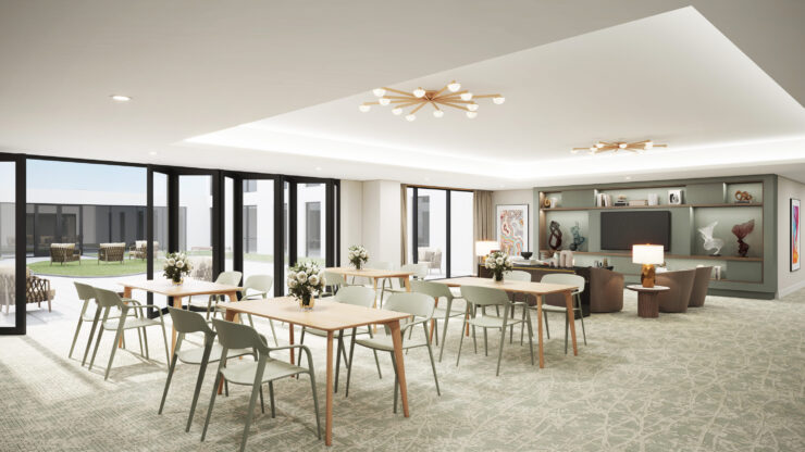 Bright, inviting space with elegant decor, fostering community and comfort for residents.