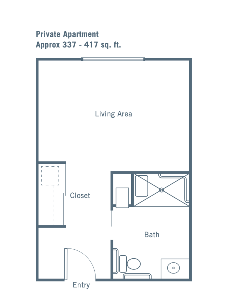 Spacious private apartment layout promoting comfort and community for residents.