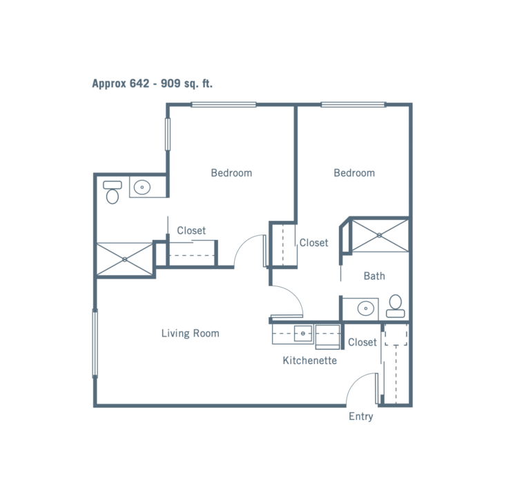A thoughtfully designed layout featuring comfortable living spaces and cozy bedrooms, perfect for community living.