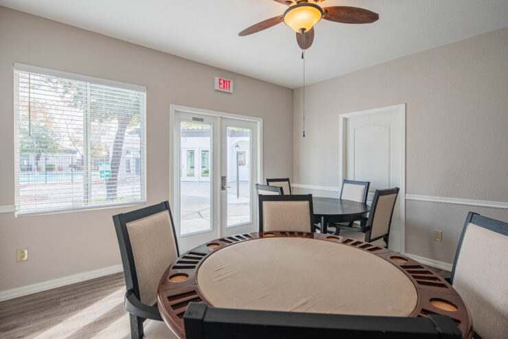 Bright and inviting, this gathering space encourages connection and relaxation among residents.