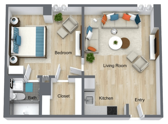 Bright, inviting one-bedroom apartment with open living space designed for comfort and ease.