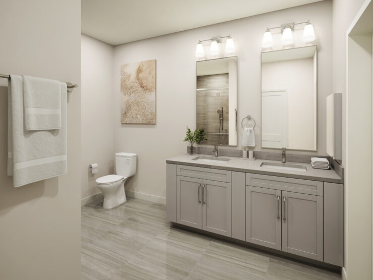 Bright, spacious bathroom with modern fixtures and thoughtful details for comfort and ease.