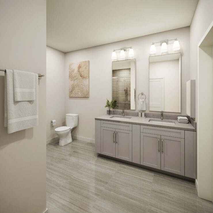 Bright, spacious bathroom with modern fixtures and thoughtful details for comfort and ease.