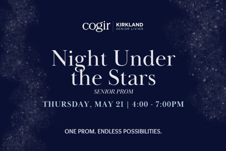 Evening event promoting a senior prom surrounded by a starry night theme, fostering joy and connection.