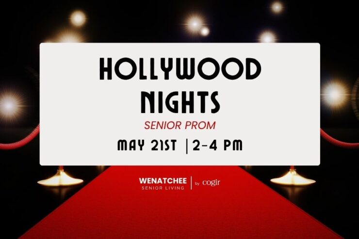 Red carpet event announcement for a senior prom celebrating community and elegance.