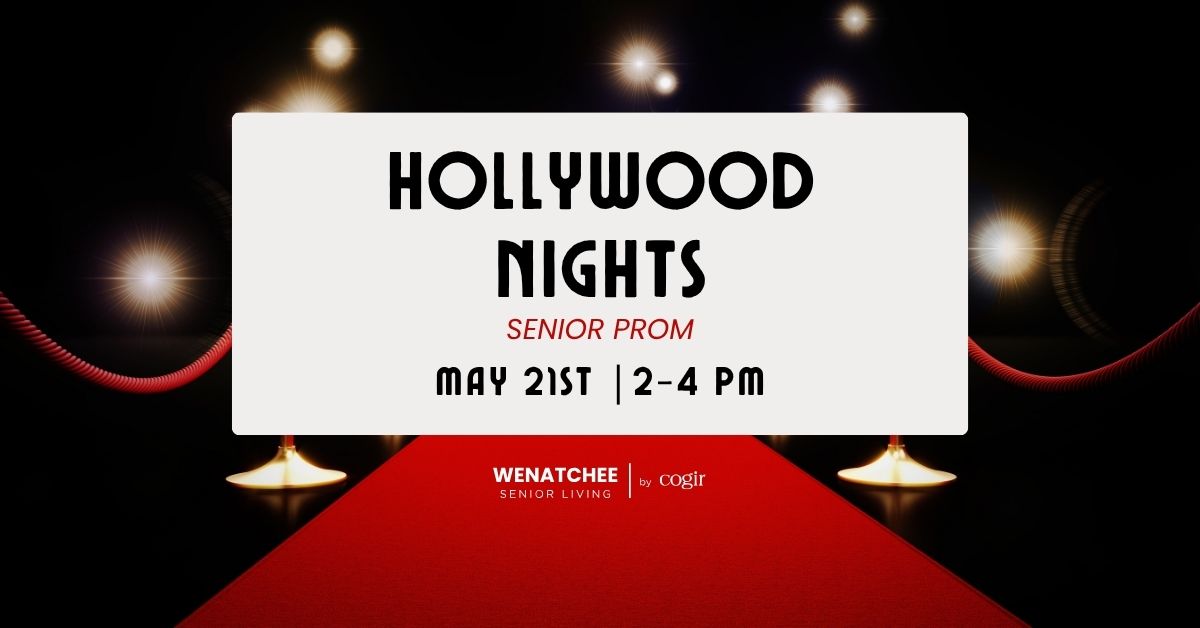 Red carpet event announcement for a senior prom celebrating community and elegance.