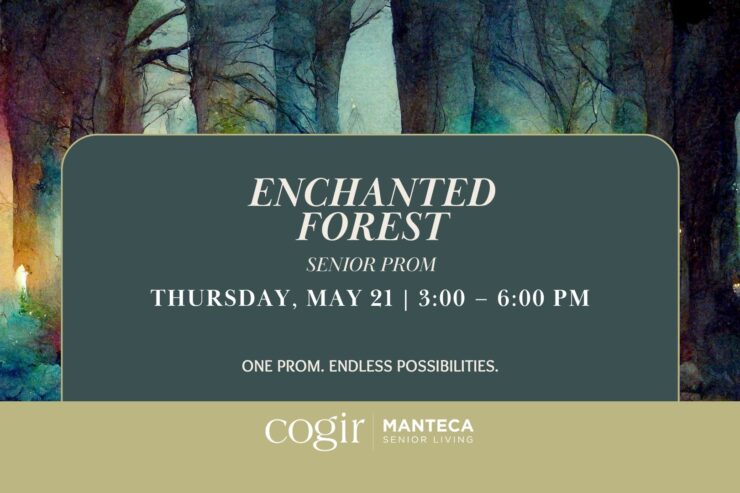 Invitation to a senior prom event themed Enchanted Forest promoting joy and community togetherness.