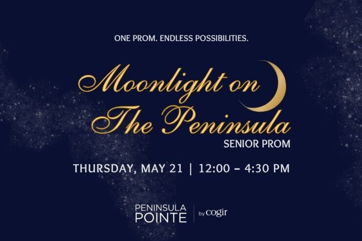 Elegant senior prom invitation with a serene moonlit theme, fostering celebration and connection.