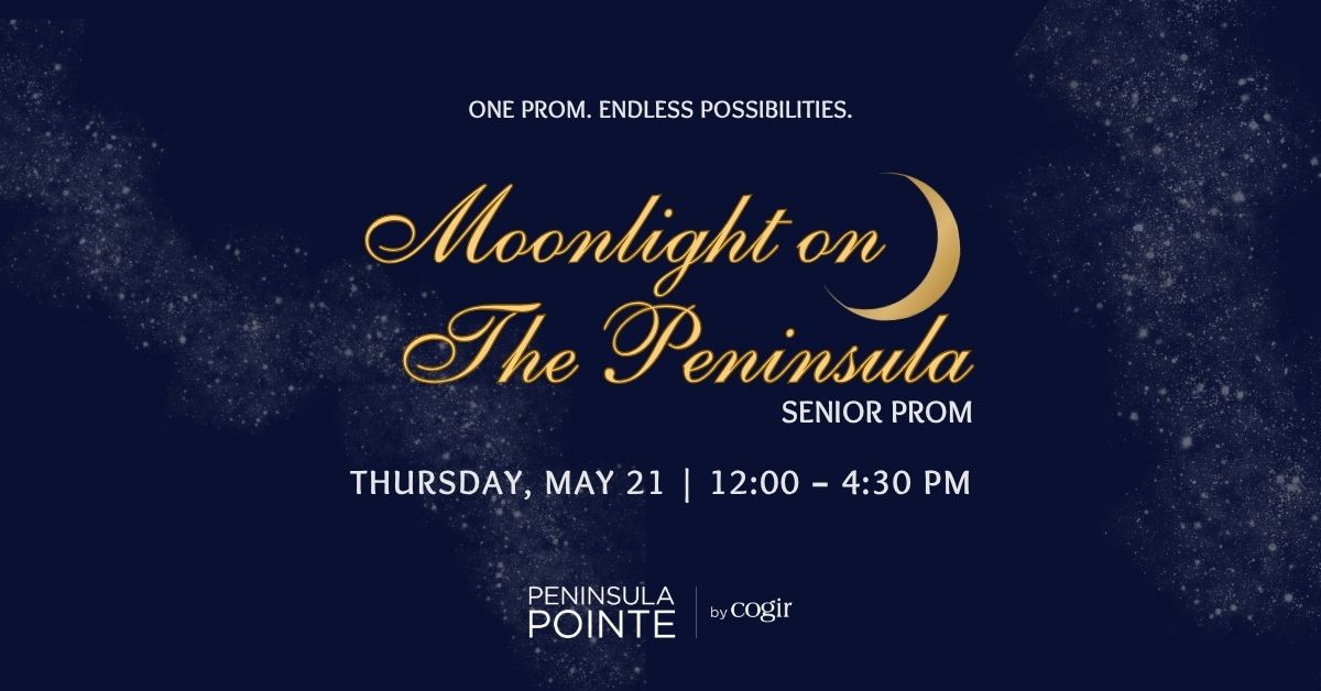 Elegant senior prom invitation with a serene moonlit theme, fostering celebration and connection.