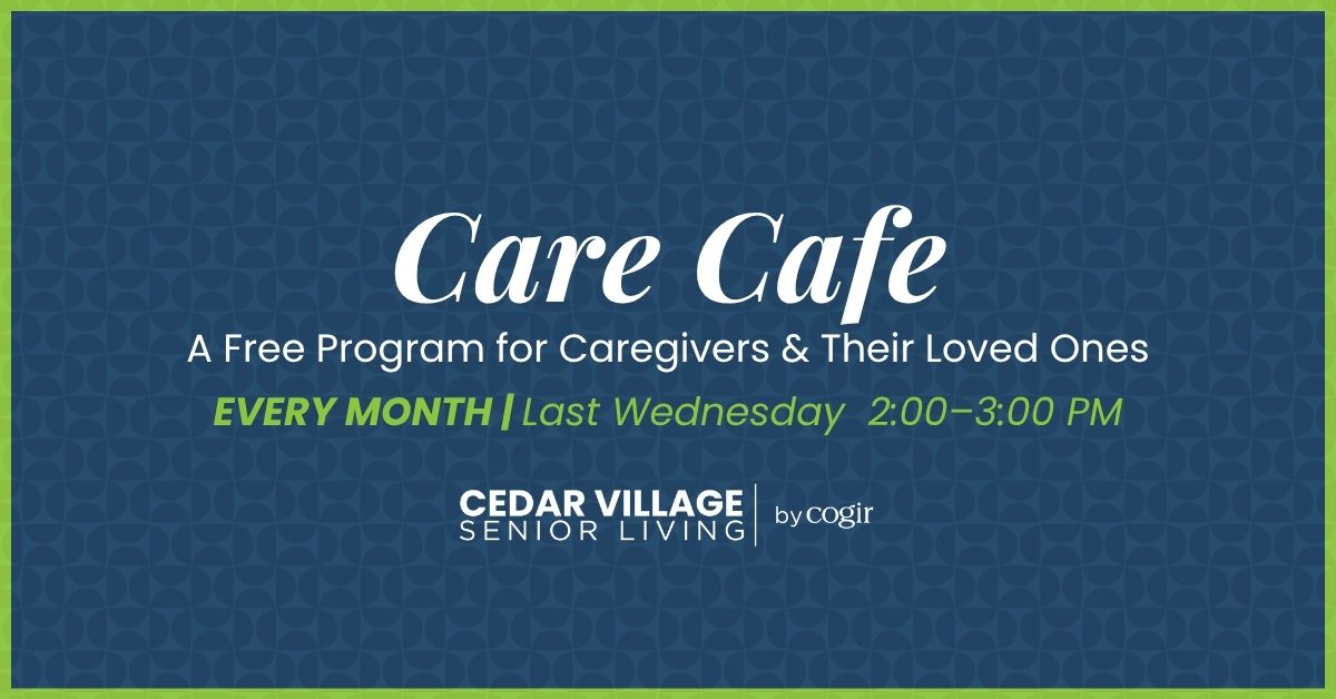 Caregivers and loved ones gathering monthly for support and connection at Cedar Village.
