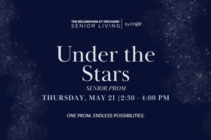 Elegant evening event announcement for a senior prom celebrating community and joyful moments.