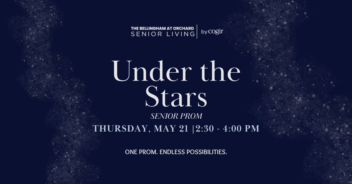 Elegant evening event announcement for a senior prom celebrating community and joyful moments.