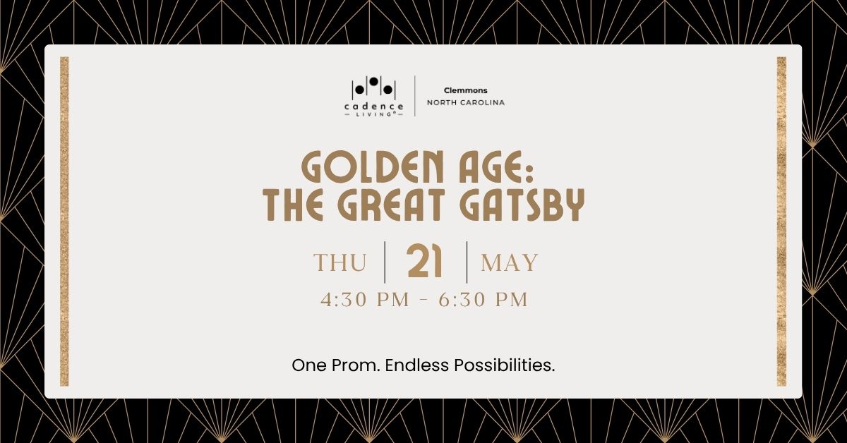 Elegant event invitation for a themed community prom fostering connection and vibrant living.