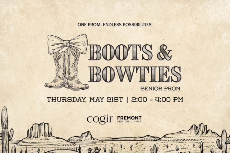 Rustic-themed senior prom event invitation promoting fun and connection in a warm community setting.