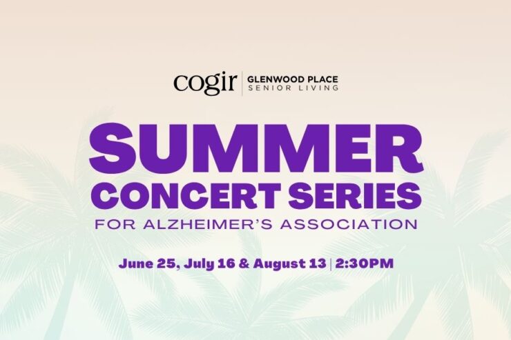 Summer Concert Series dates and times promoting community support for Alzheimer's Association.