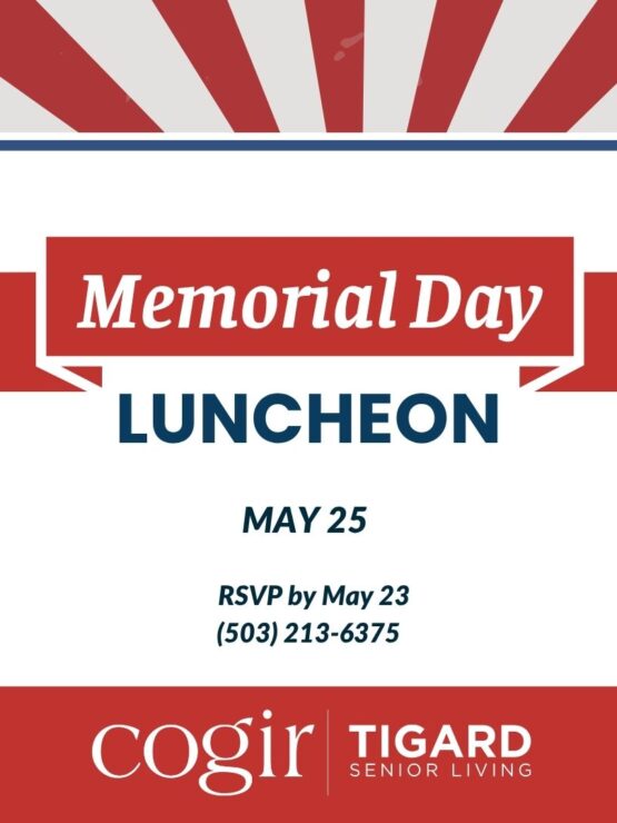 Memorial Day Luncheon invitation with patriotic colors, fostering community and remembrance.