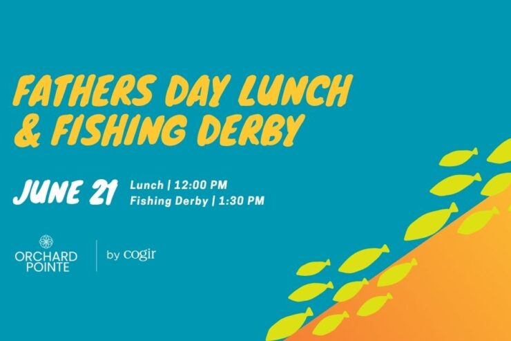 Bright community event announcement for Father's Day lunch and fishing derby on June 21.