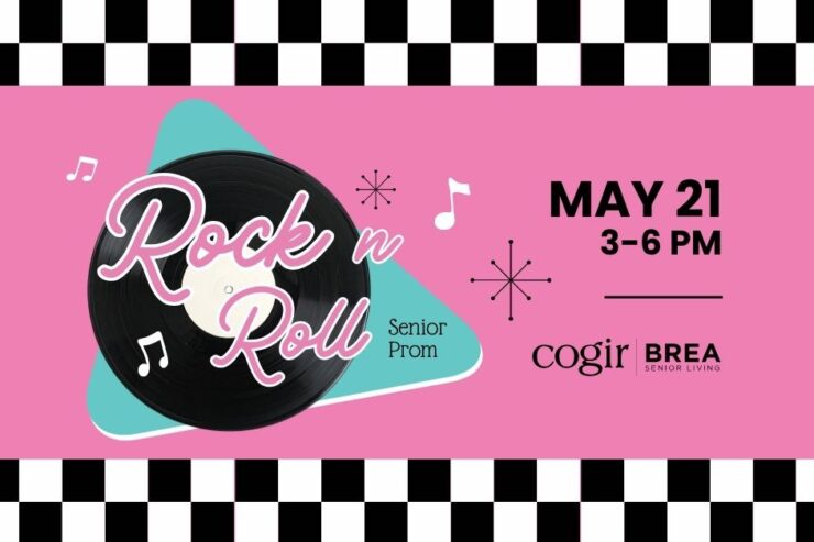 Bright and lively vintage-themed event promoting fun and connection at a senior living community.