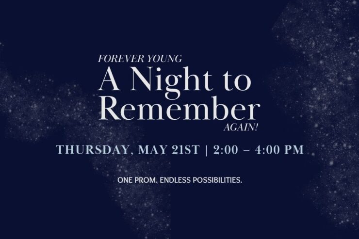 Evening event invitation with elegant design promoting a joyful community celebration.