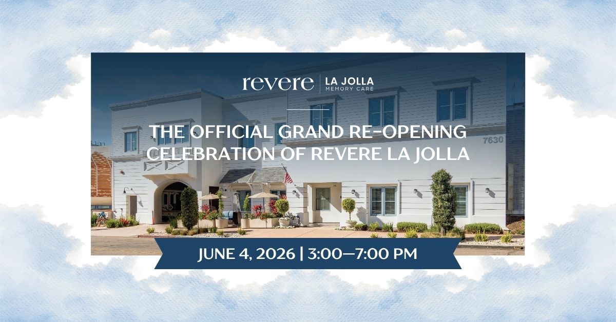 Freshly renovated Revere La Jolla building exterior with inviting landscaping and seating areas.