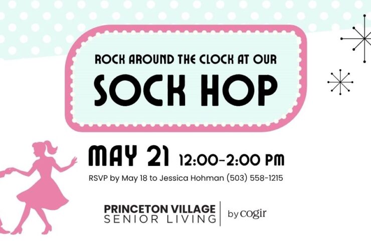 Vintage-themed senior event promoting lively social connection and joyful community engagement.