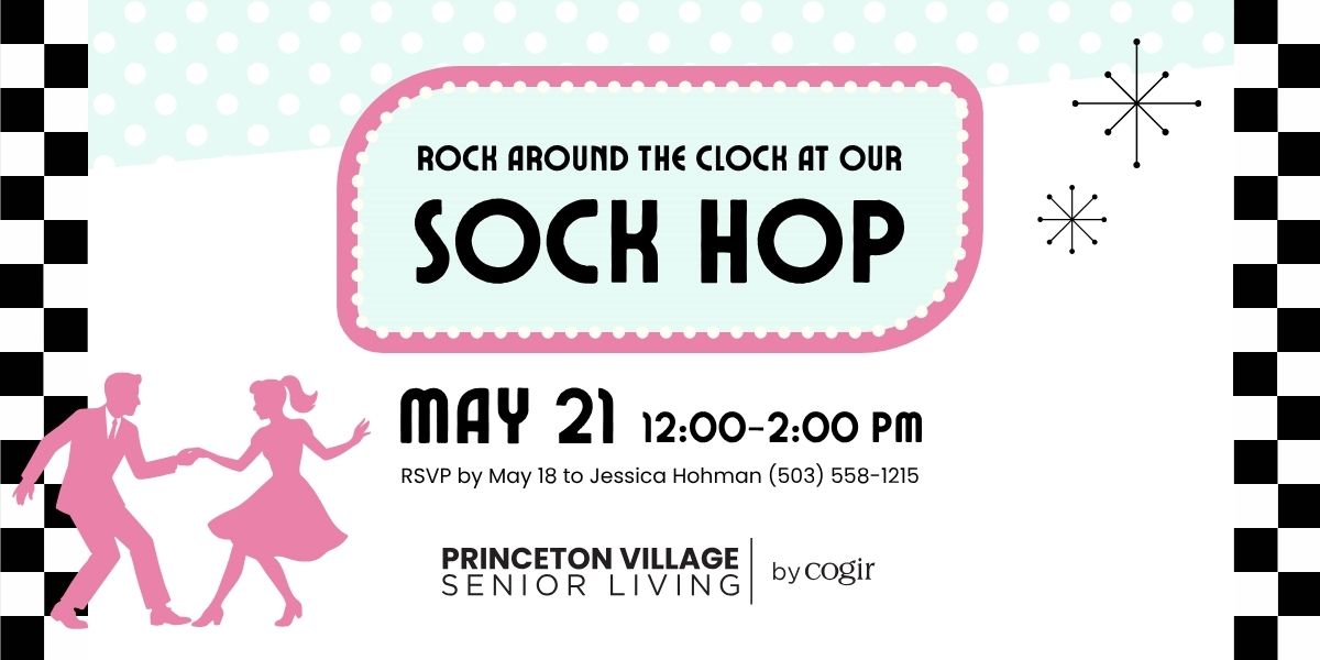 Vintage-themed senior event promoting lively social connection and joyful community engagement.