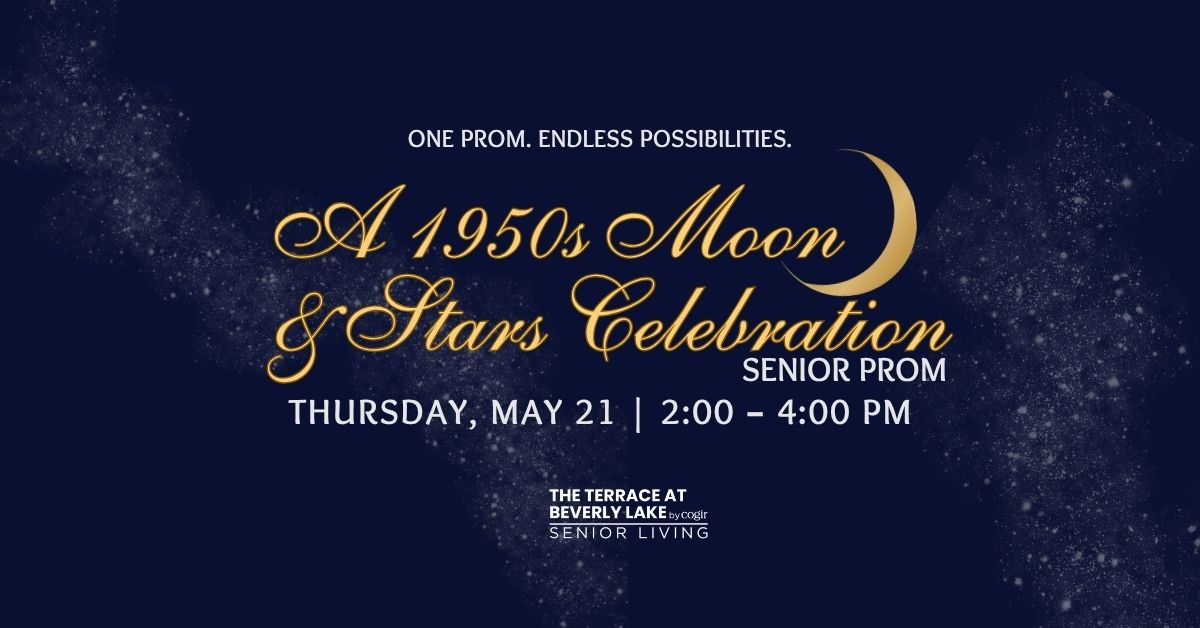 Elegant senior prom event invitation with a warm, inviting community atmosphere.