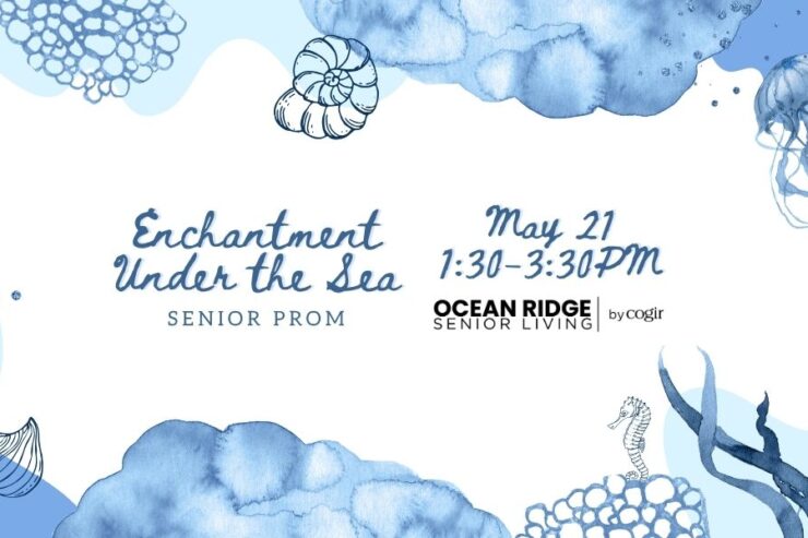 Under the Sea-themed senior prom invitation with ocean-inspired watercolor accents and warm community vibes.
