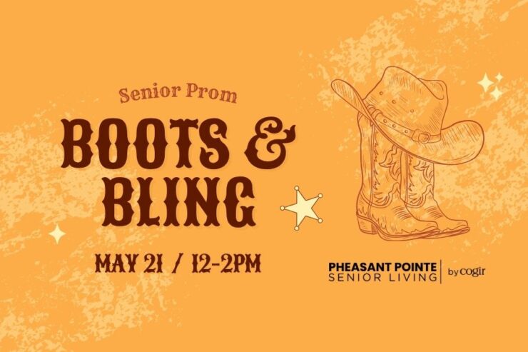 Senior prom event invitation with western theme promoting community and celebration.