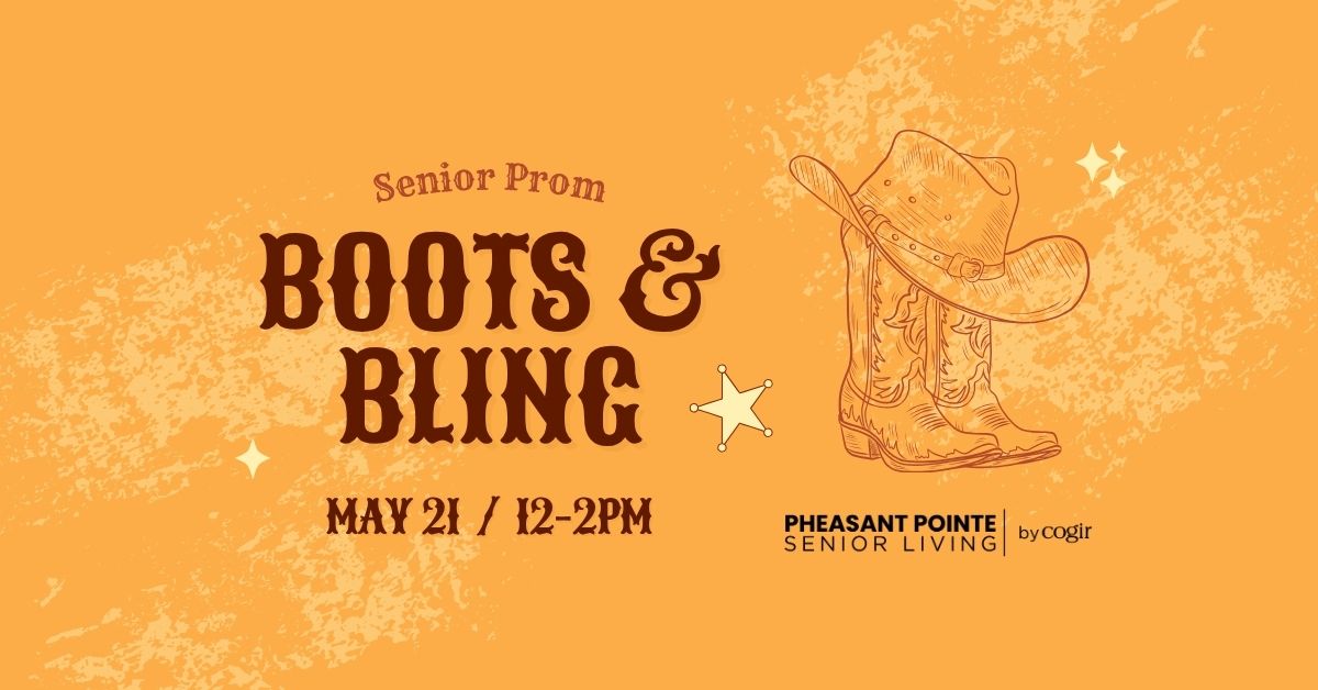 Senior prom event invitation with western theme promoting community and celebration.