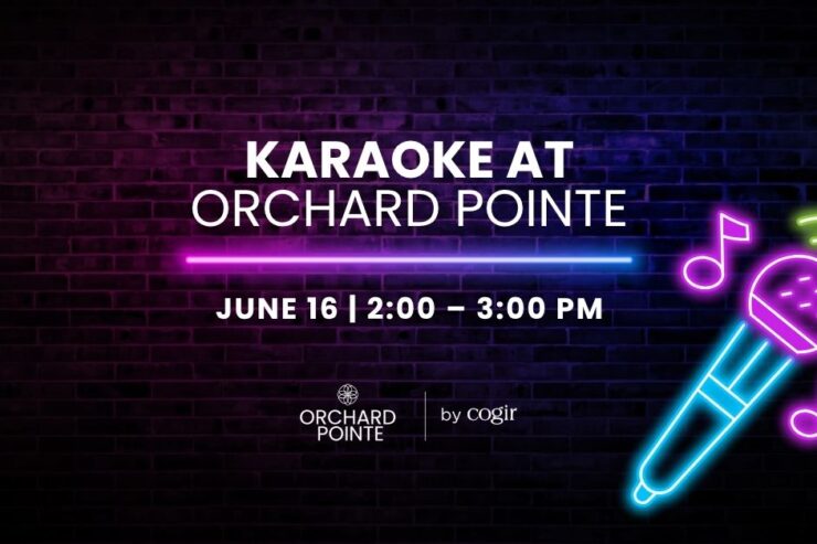 Neon-themed flyer promoting a lively karaoke event fostering fun and community spirit.