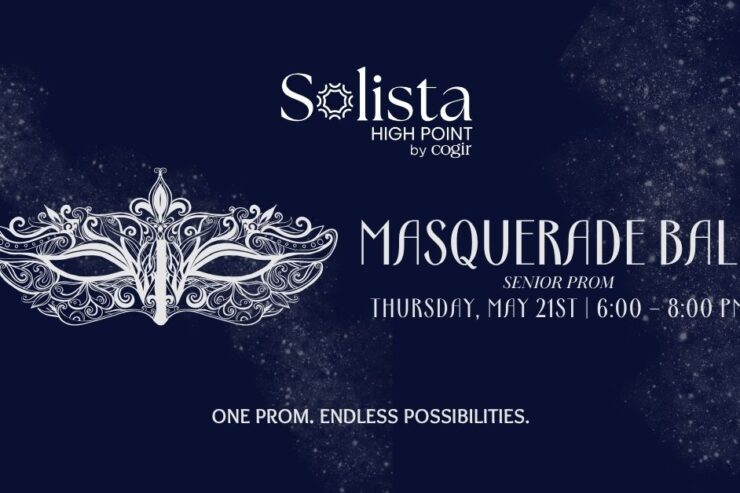 Elegant invitation to a community masquerade ball promoting connection and celebration.