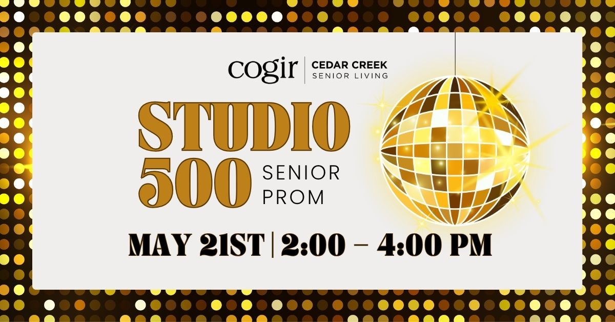 Bright and festive senior prom event announcement reflecting community and joyful celebration.