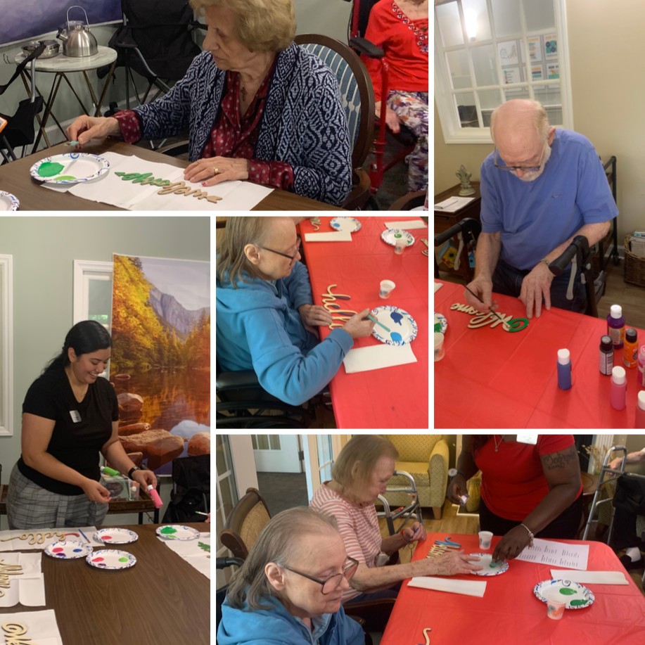 We stayed creative and painted wooden welcome signs to hang outside the residents doors 🖼! We also had Melissa (our Business Office Director) step in and paint with our wonderful Revere residents 👩‍🎨. Shout out to Melissa!🙌